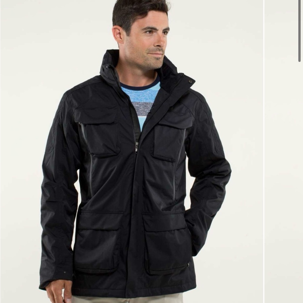 Mens Lululemon Wet Coast Jacket Rain Coat Classic Black Waterproof